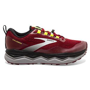 Brooks Caldera 5 Trail Running Shoes - Mens, Red/Black/Yellow | IE-JUC589420